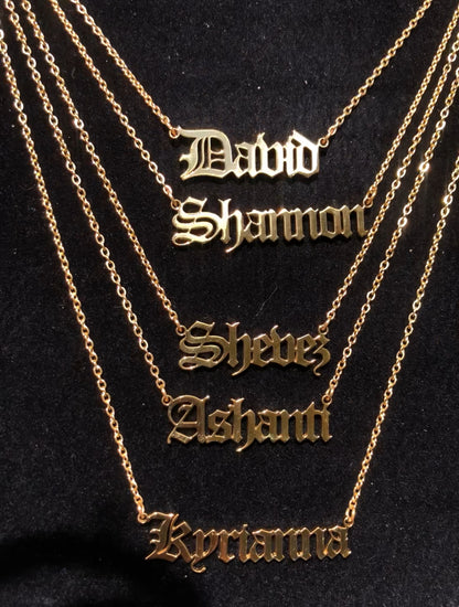 Old English Name Necklace