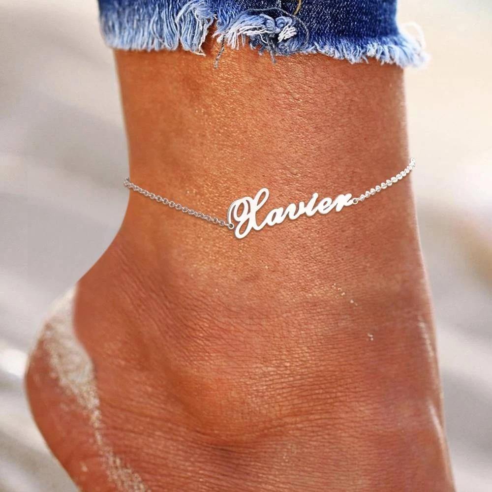 Customized Anklets With Initials Name Plate Anklet Custom Double